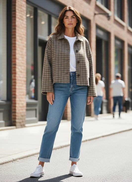 SOSUE Jacke Barney taupe check