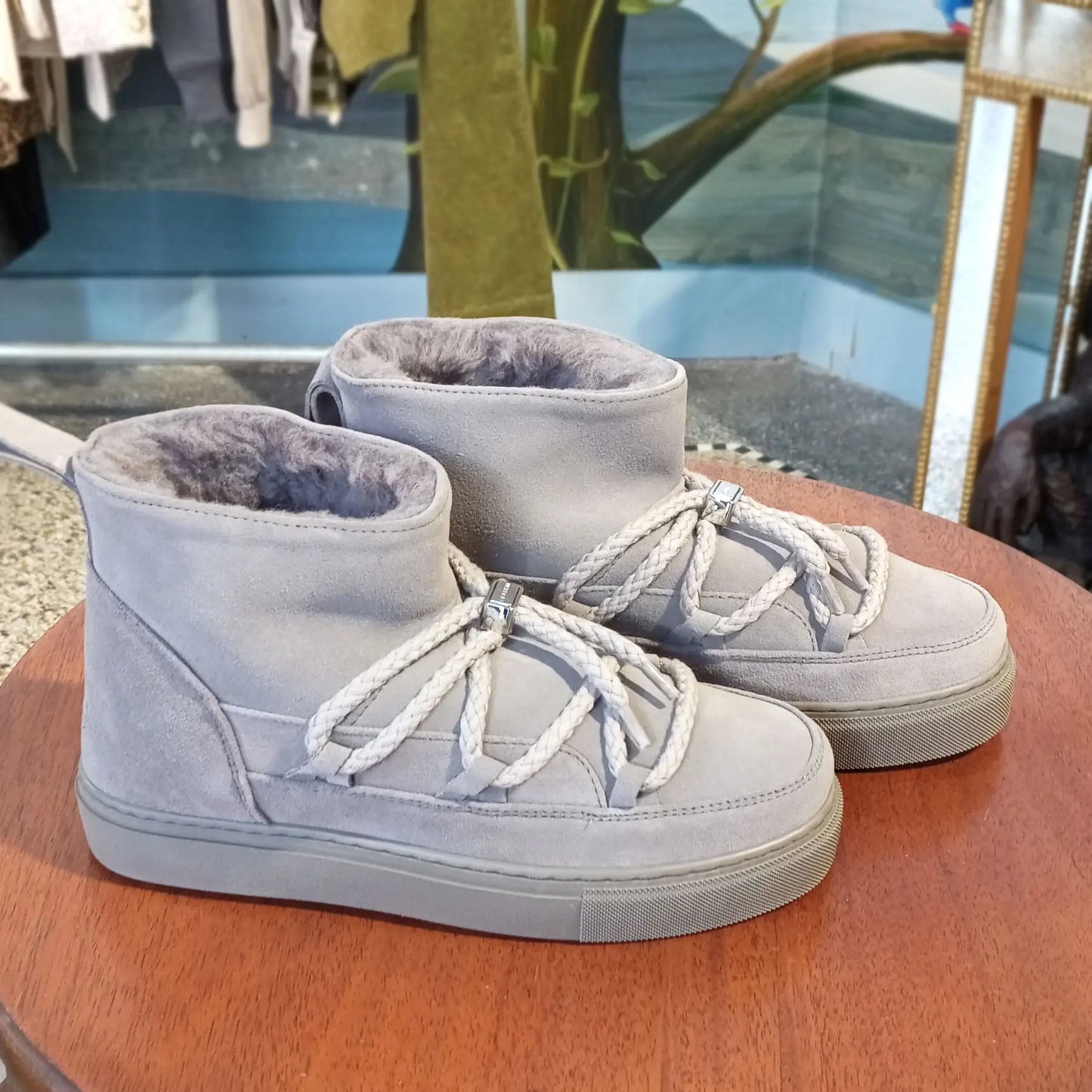 INUIKII Lammfell Boots classic low grey