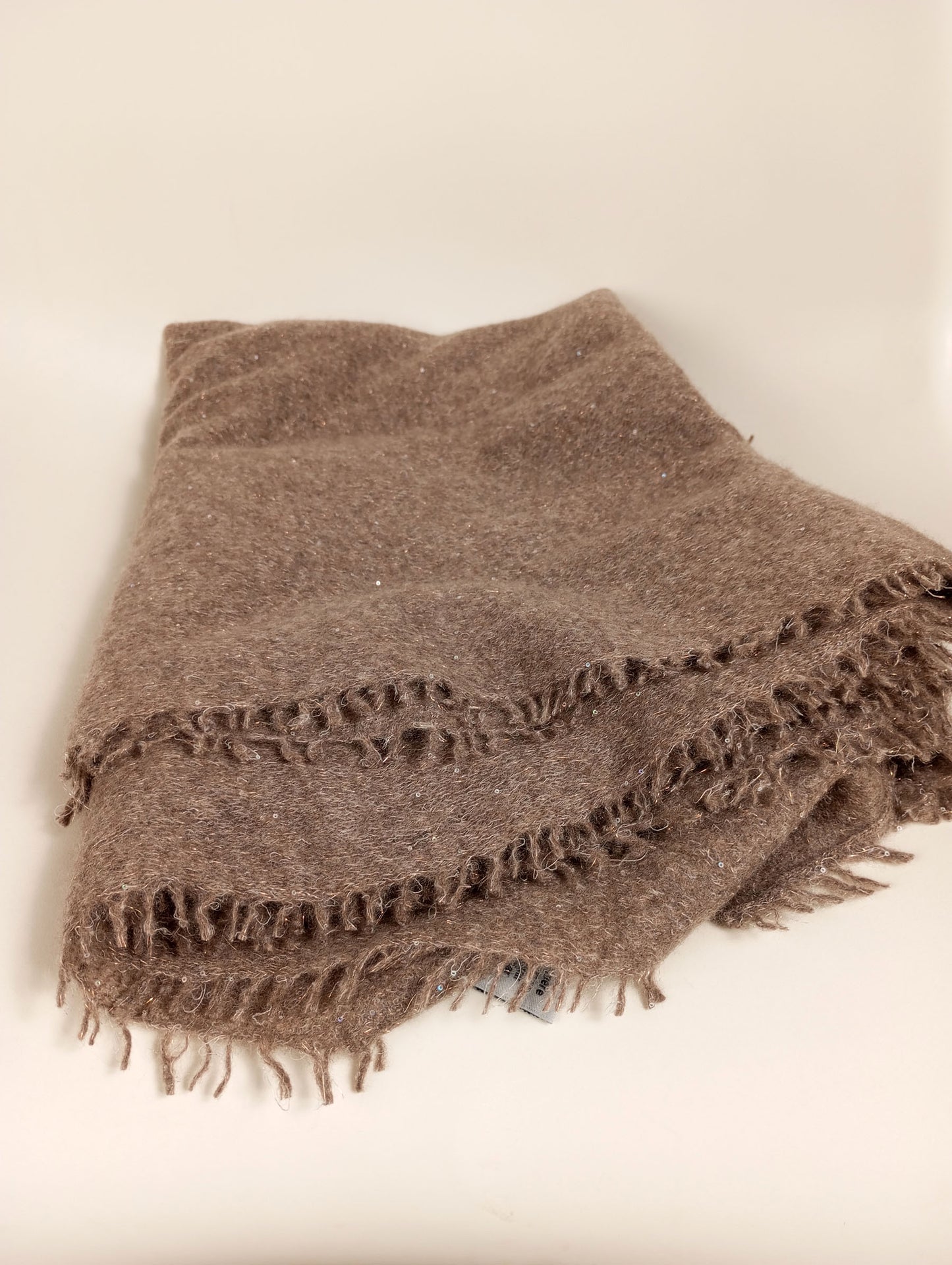 Mouleta Kaschmirschal Glitzer dark beige melange