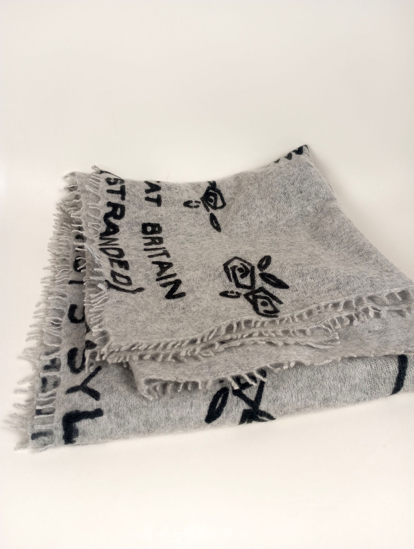 Mouleta Kaschmirschal Ballarina print Dark grey / light grey