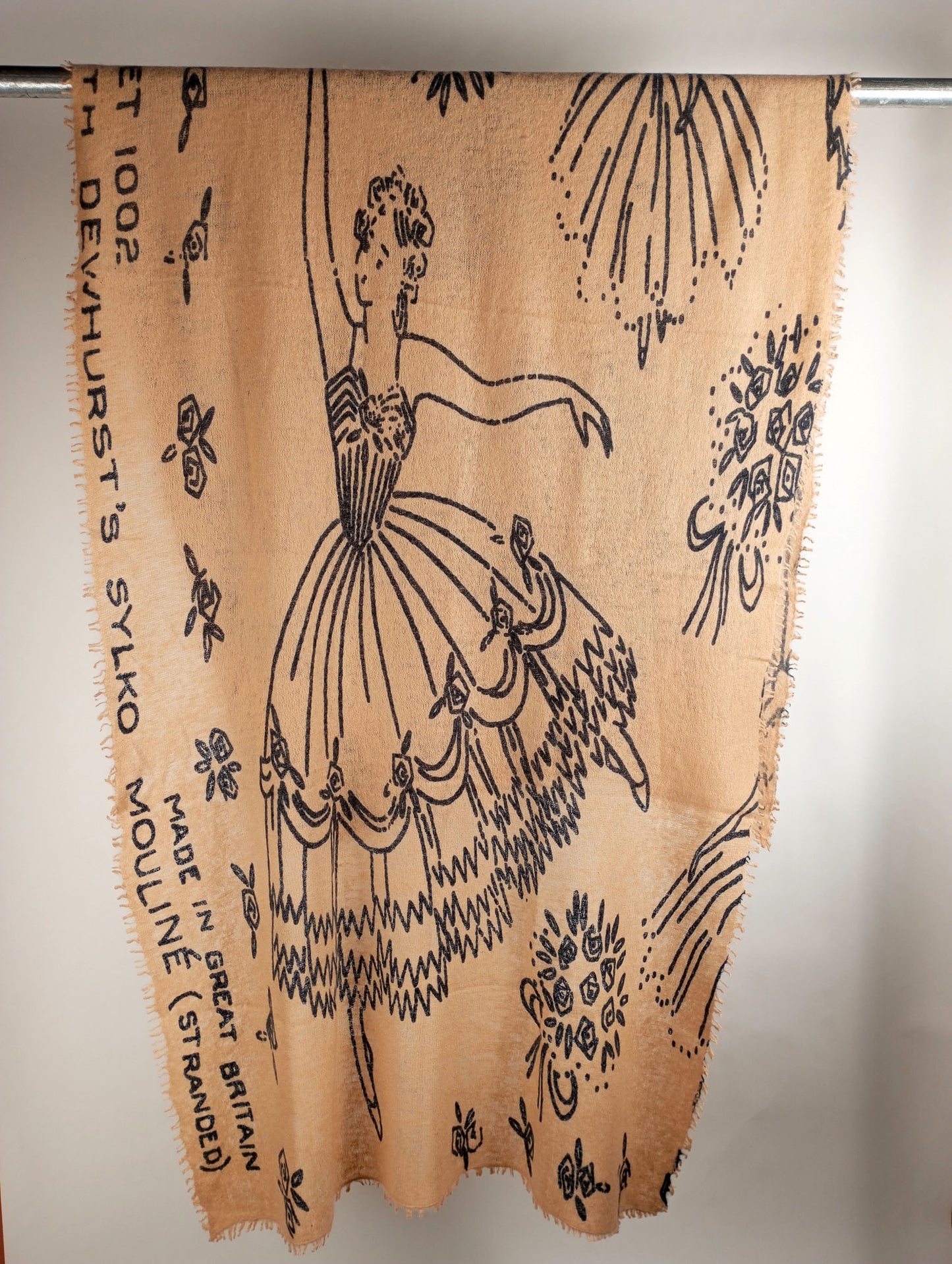 Mouleta Kaschmirschal Ballarina print Dark Navy / Ivory Cream