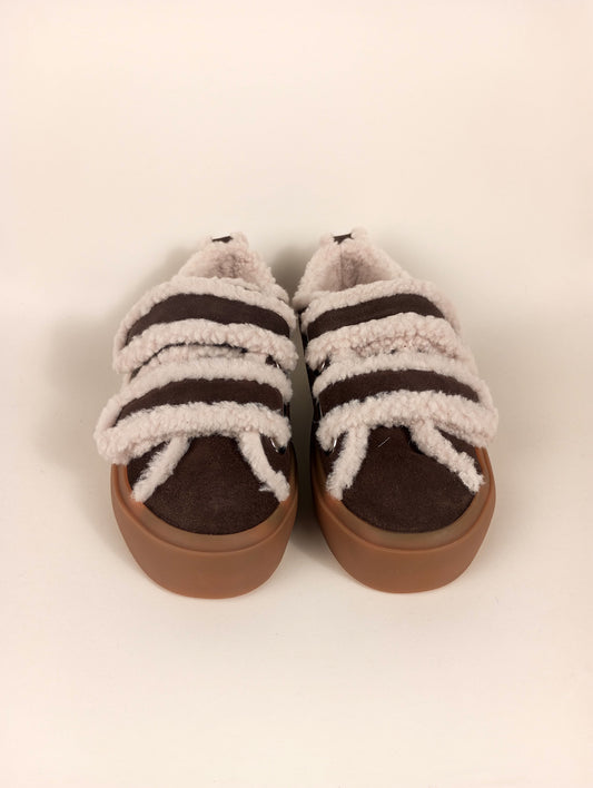 INUIKII Shearling Low Velcro dark brown