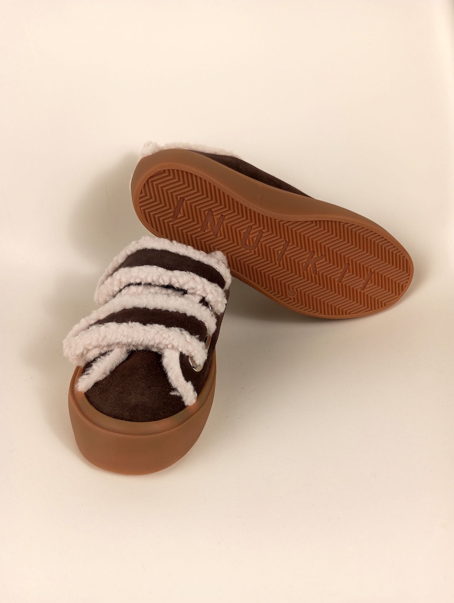 INUIKII Shearling Low Velcro dark brown