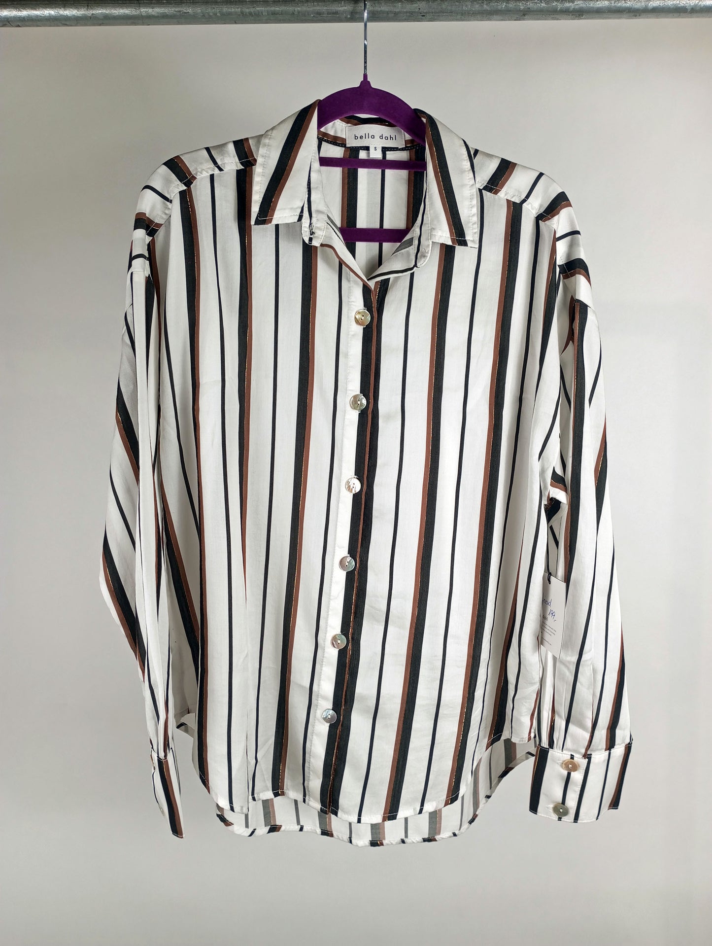 Bella Dahl Bluse Boyfriend gestreift weiß/schwarz/braun/goldlurex