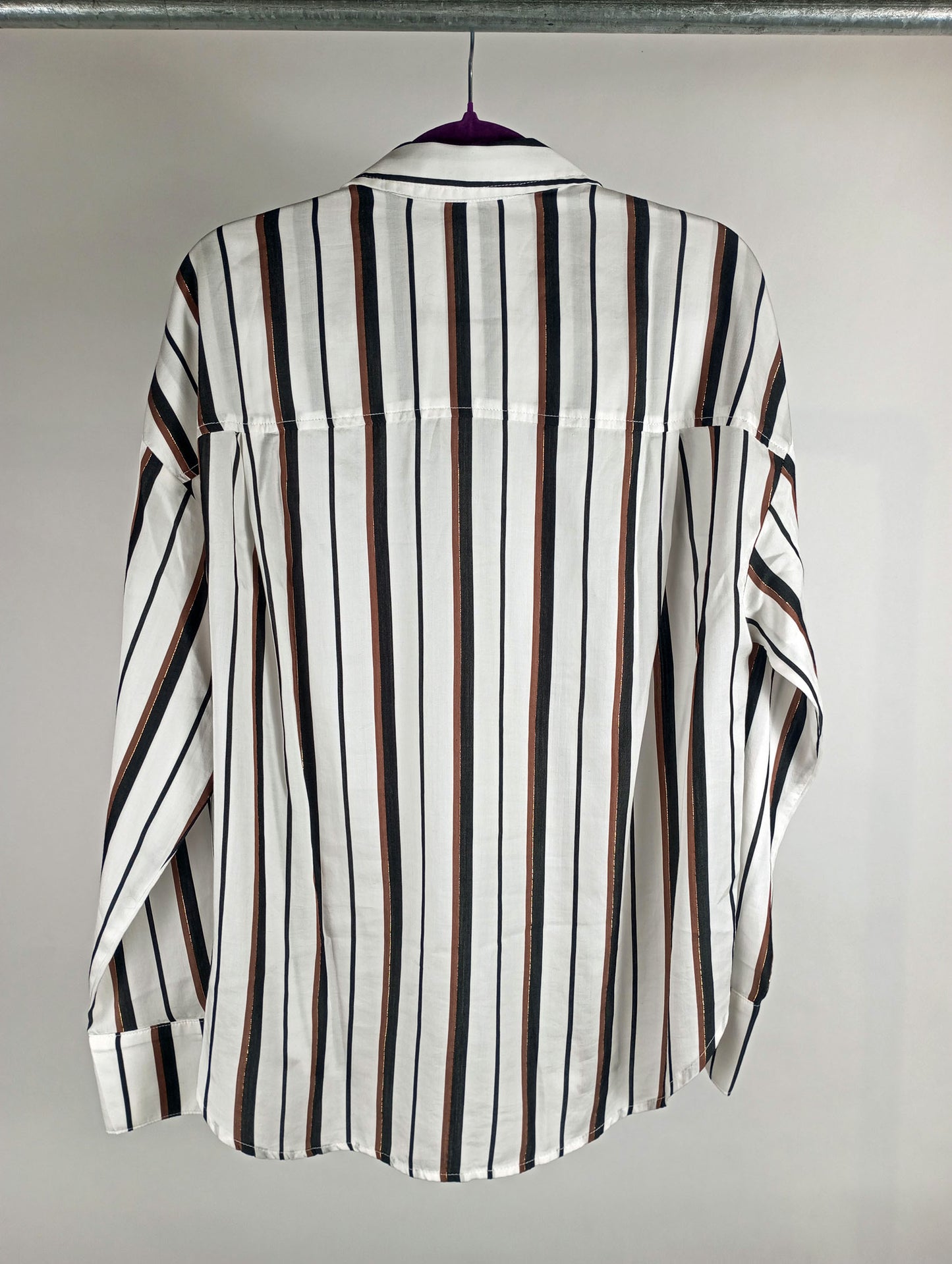 Bella Dahl Bluse Boyfriend gestreift weiß/schwarz/braun/goldlurex