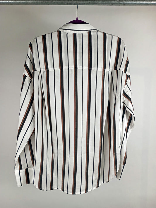 Bella Dahl Bluse Boyfriend gestreift weiß/schwarz/braun/goldlurex