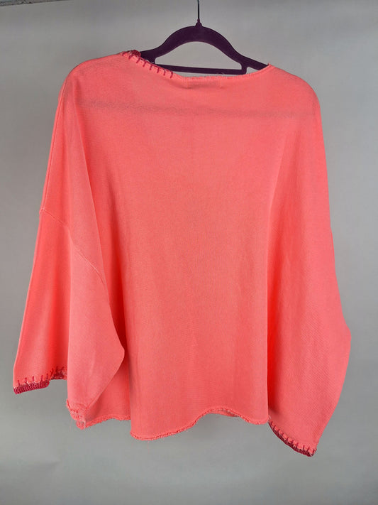 Liv Bergen Sweater Tansania organic neon coral