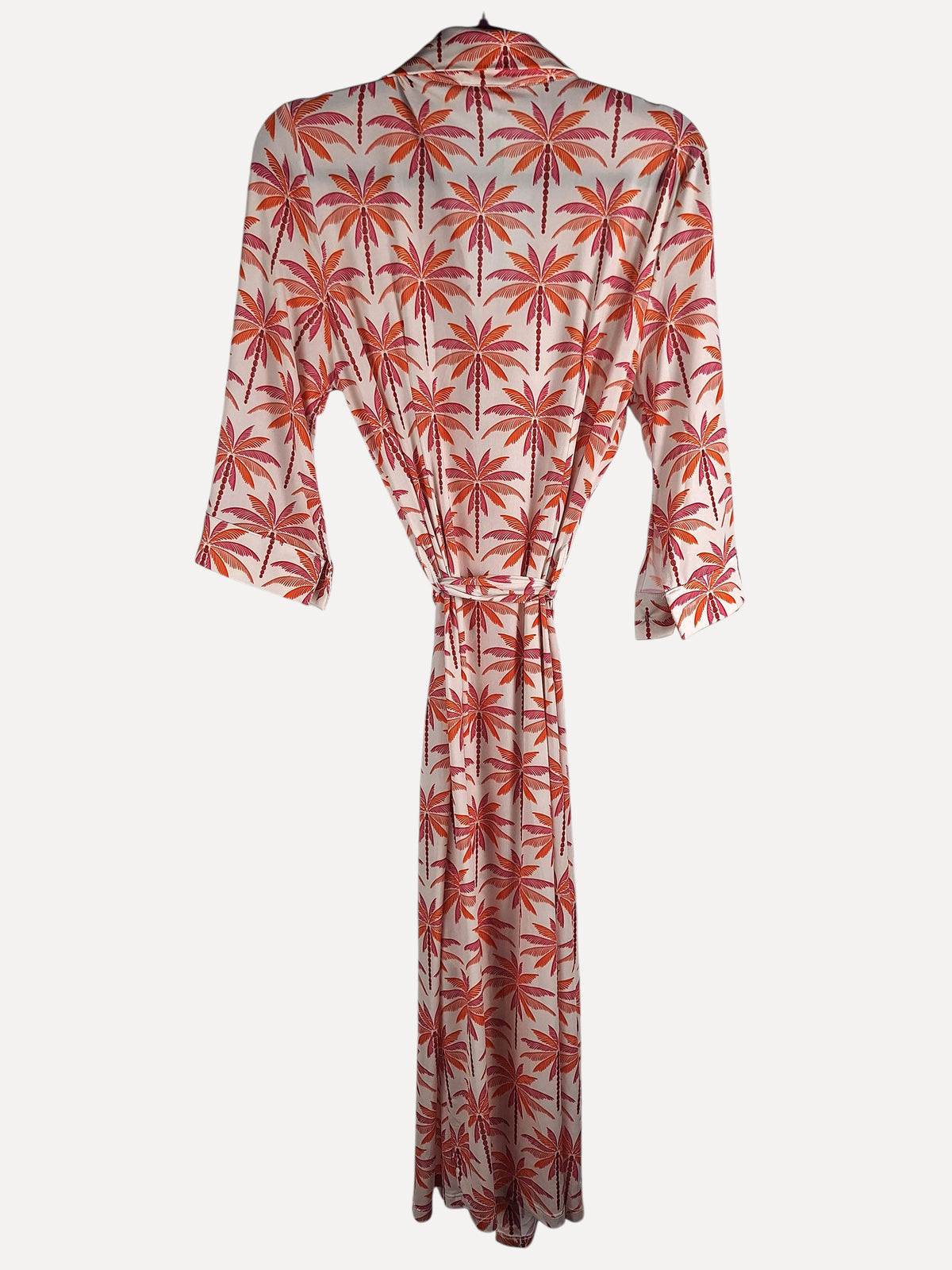 Magasin Dawo Marivie Kleid Easy peasy! in Creme mit orangefarbenem Palmenmuster aus Polyester-Elastan-Mix