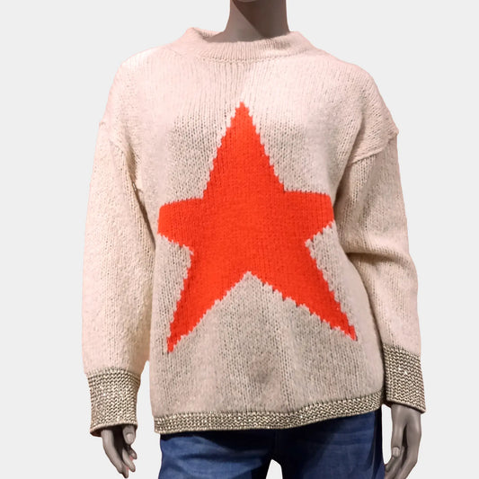 Grace Pullover mit Neon Stern sand