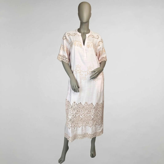 Gustav Kleid Costa midi rosa mit Stickereien