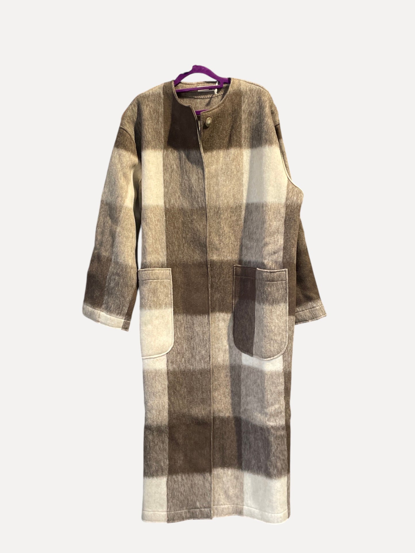 Liv Bergen Mantel Split check brown