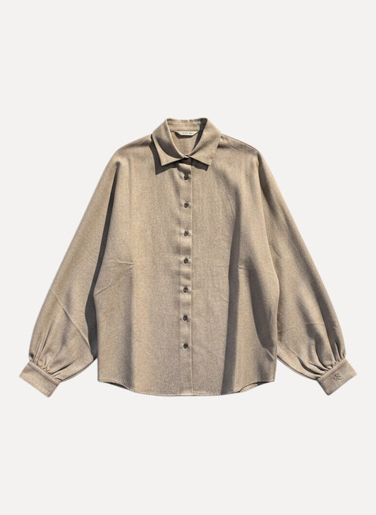 SOSUE Bluse Antonia Slim Flanell Taupe