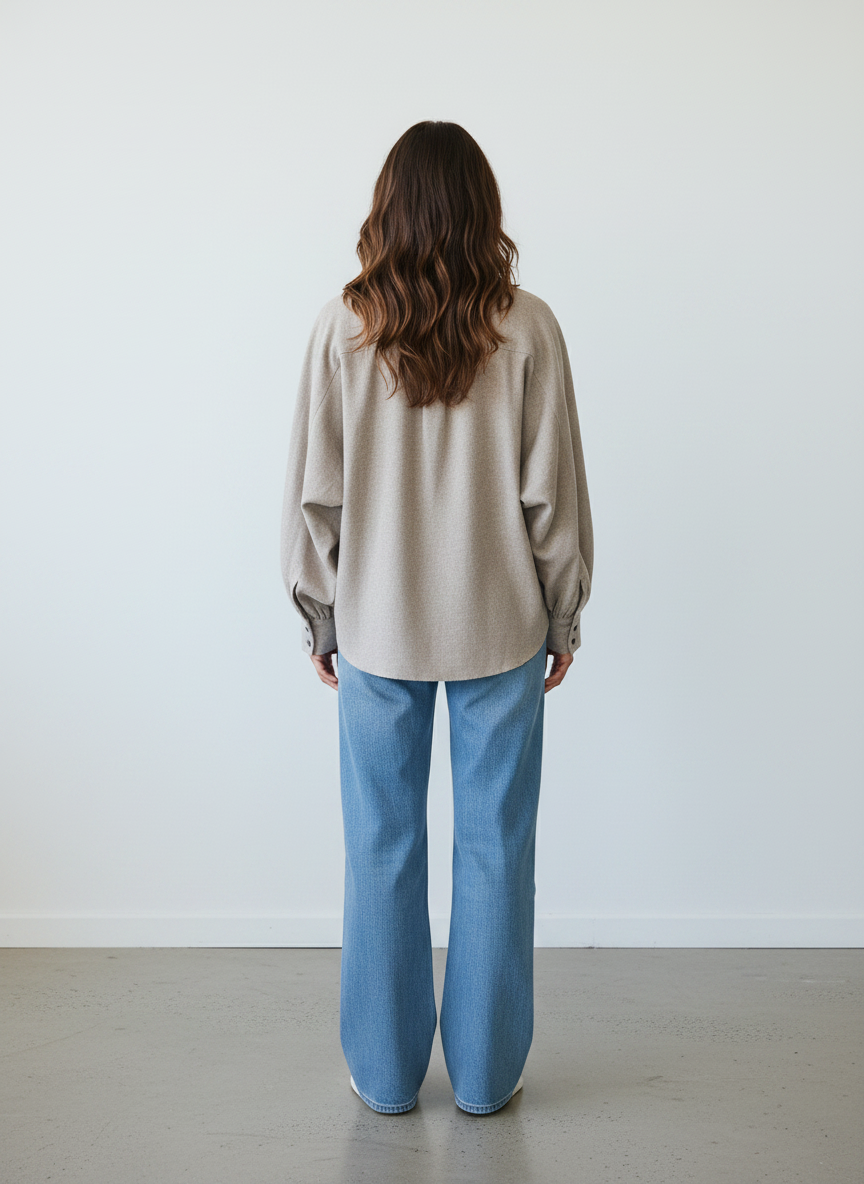 SOSUE Bluse Antonia Slim Flanell Taupe