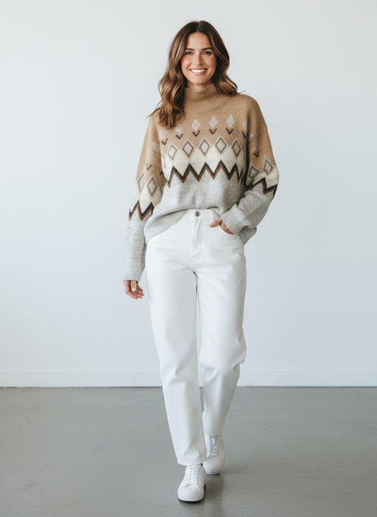 SOSUE Brushed Norweger Sweater beige