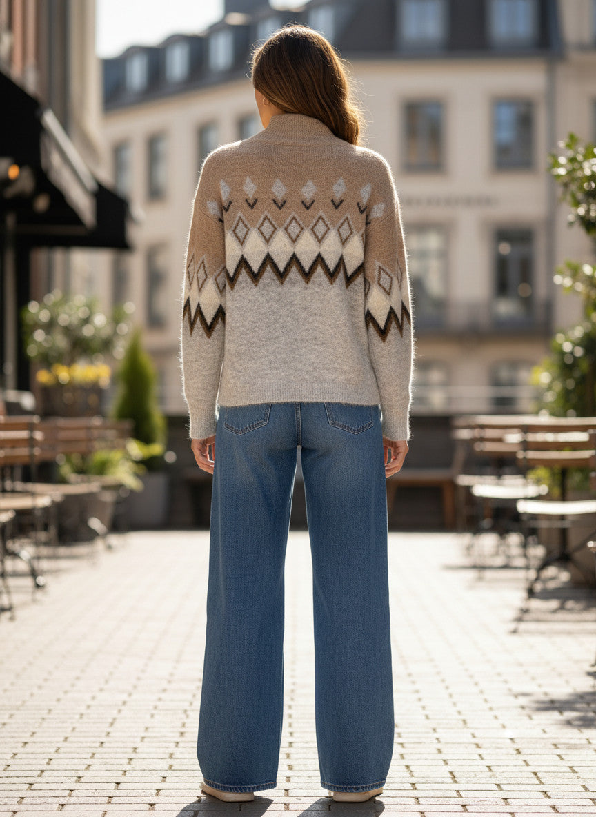 SOSUE Brushed Norweger Sweater beige