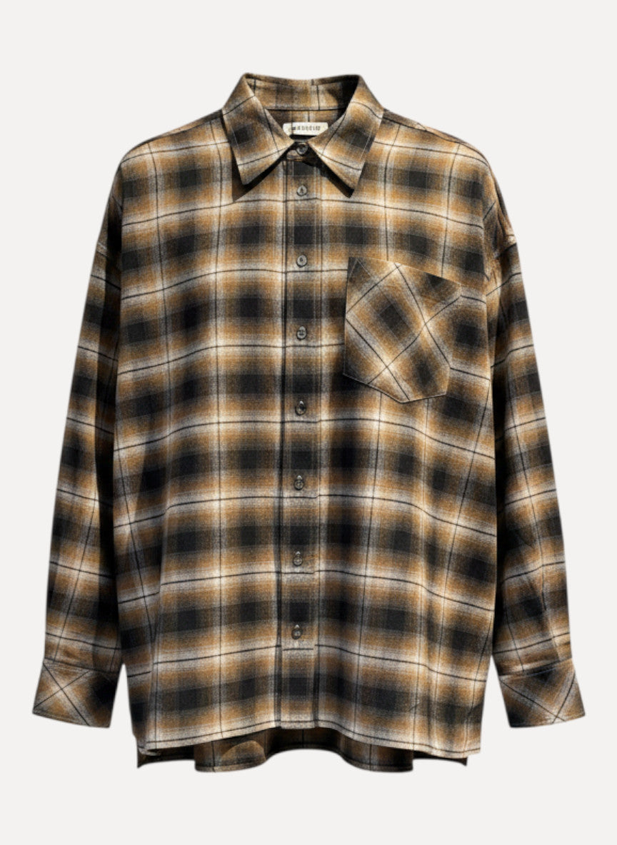 SOSUE Bluse Boxy long check brown