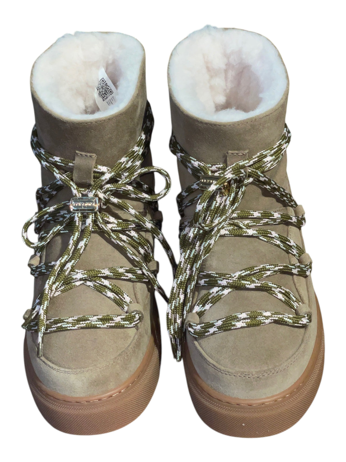 INUIKII Lammfellboots suede double tie beige