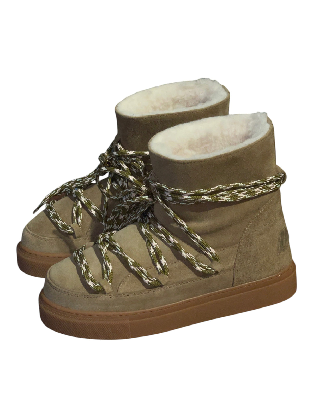 INUIKII Lammfellboots suede double tie beige