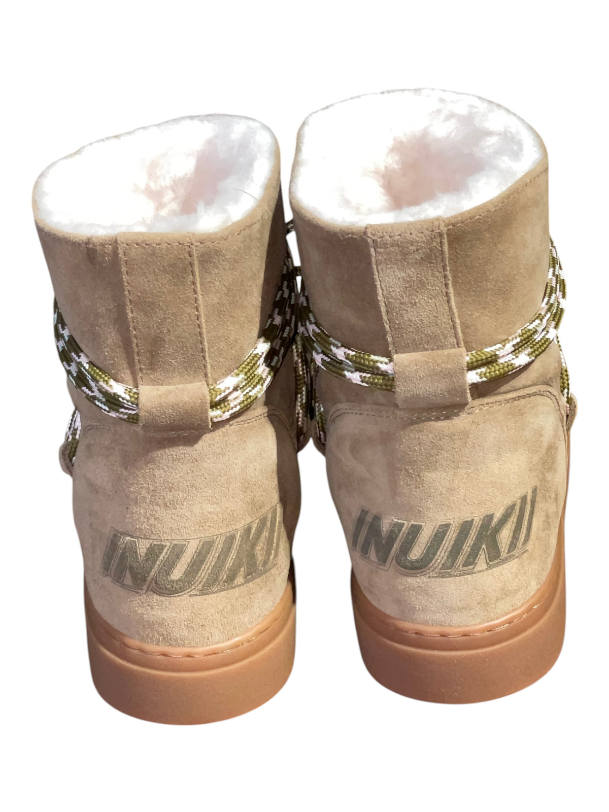 INUIKII Lammfellboots suede double tie beige