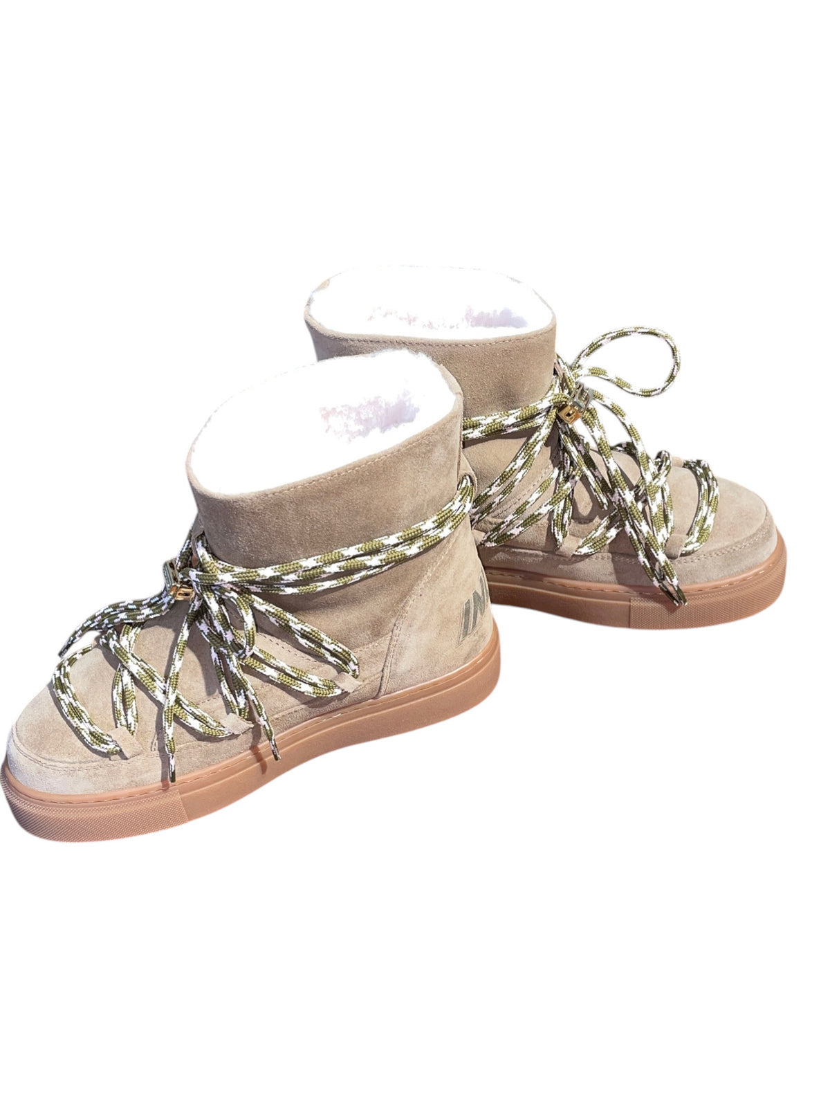 INUIKII Lammfellboots suede double tie beige