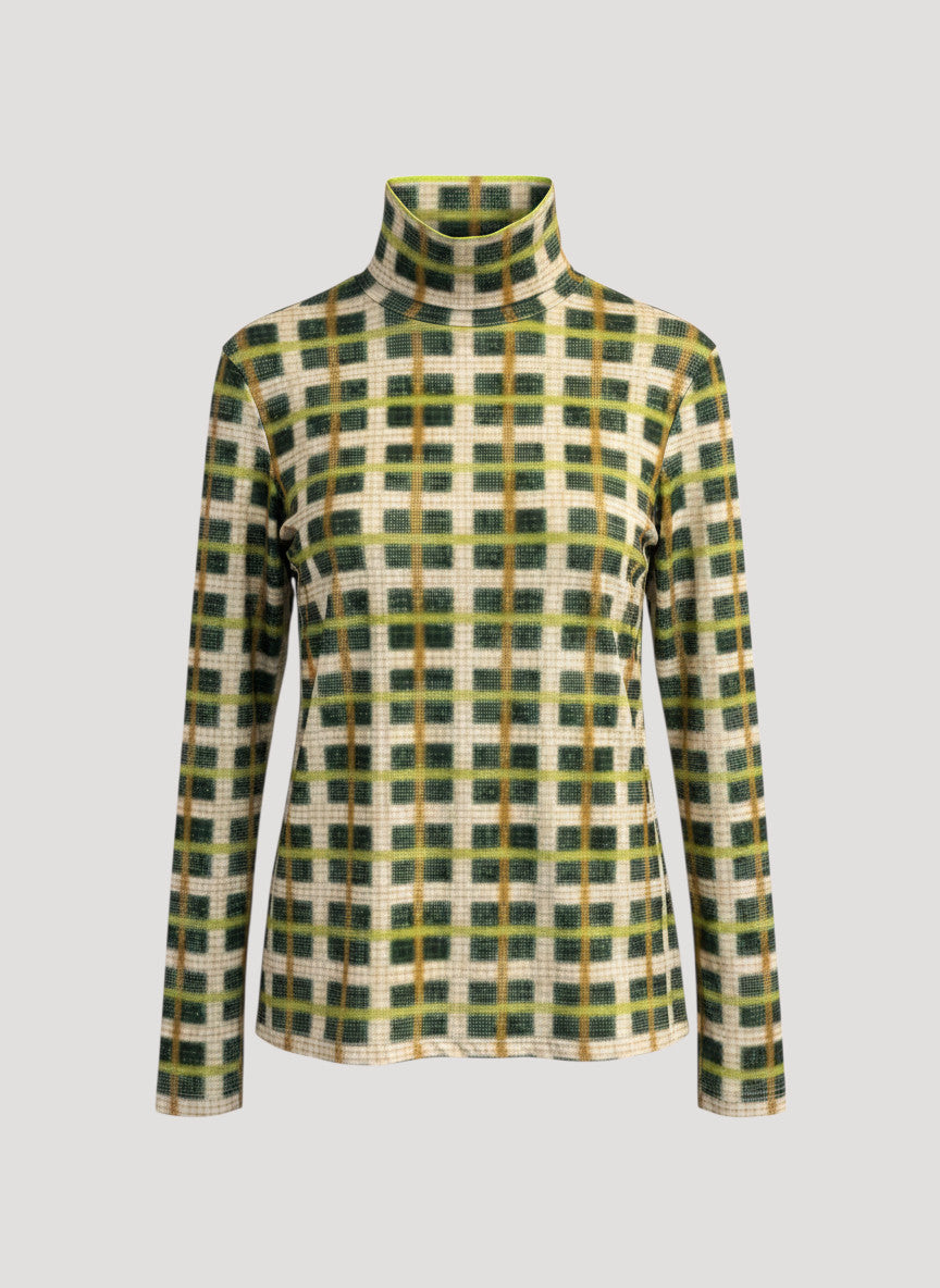 VON & ZU Shirt check steingrün