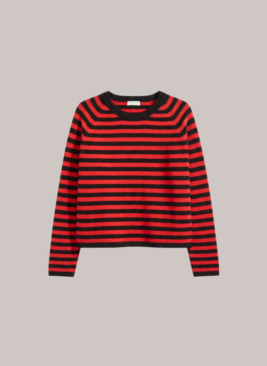 Mouleta Pullover geringelt navy/rot