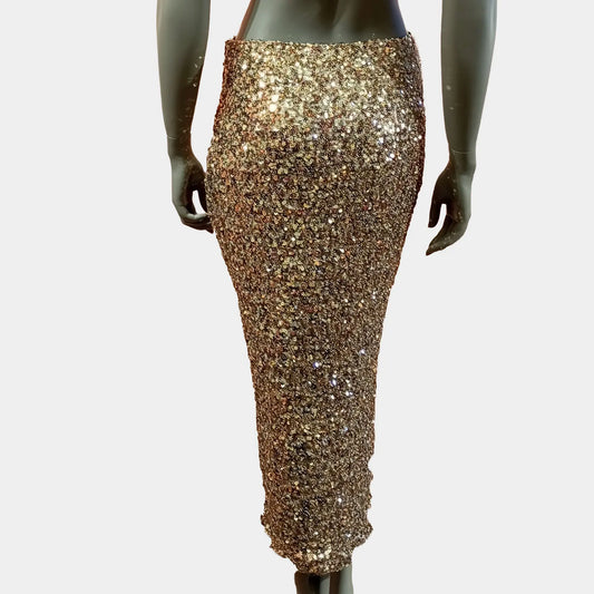 Liv Bergen Paillettenrock champagner