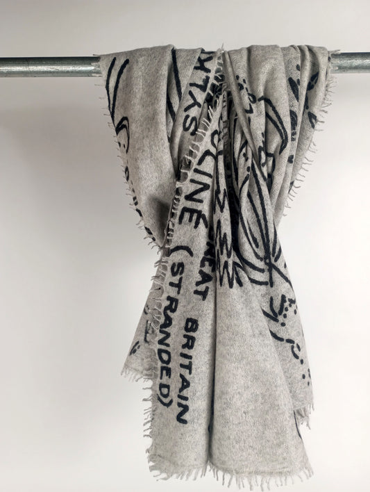 Mouleta Kaschmirschal Ballarina print Dark grey / light grey