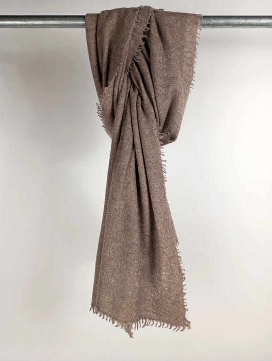 Mouleta Kaschmirschal  Glitzer dark beige melange