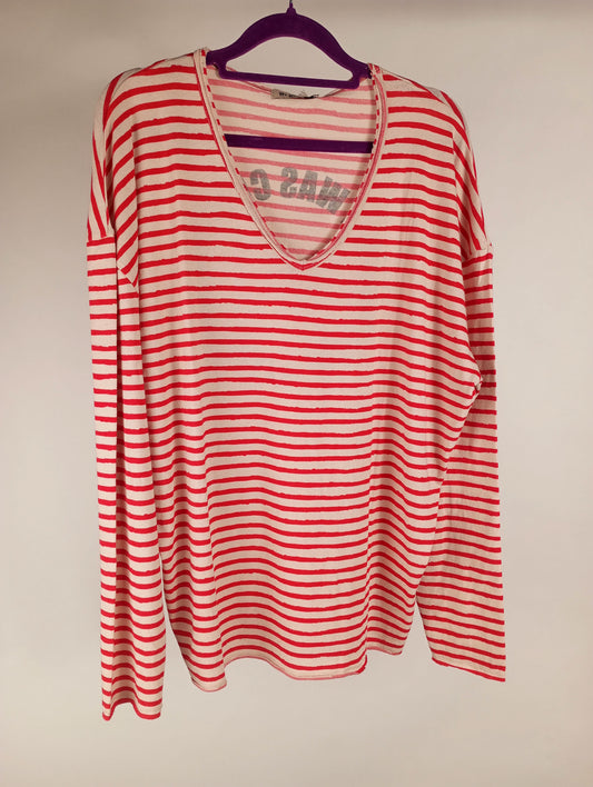 Liv Bergen Sweater Jupiter Stripe rot