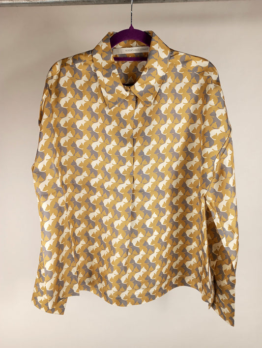 Herzensangelegenheit Seidenbluse khaki metal creamy