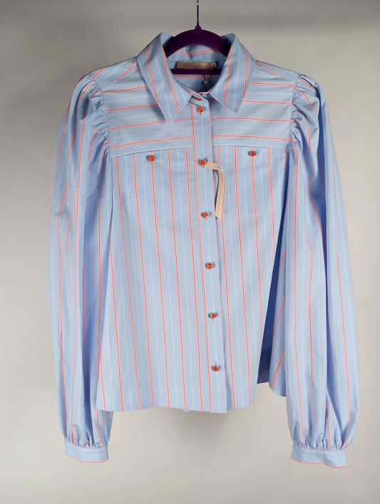 VON & ZU Bluse hellblau gestreift