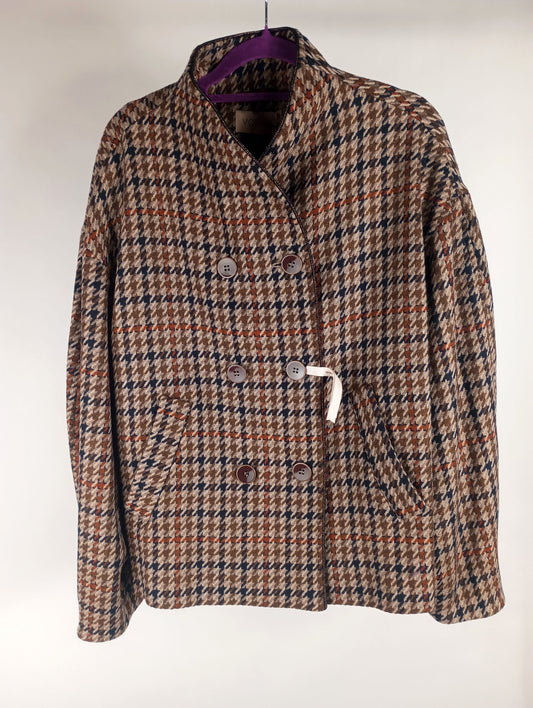 VON & ZU Wolljacke kurz mit Pepitamuster