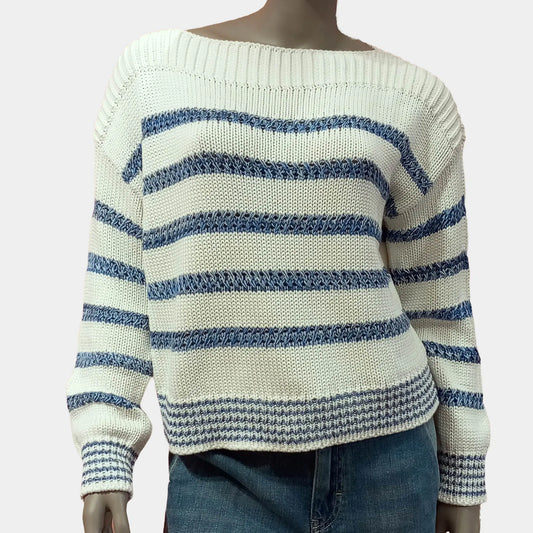 esisto Strickpullover geringelt beige navy mix