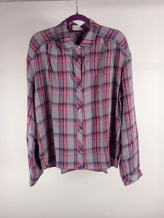 Bella Dahl Bluse Westernstyle kariert mit Lurex rosa/bordeaux/flieder
