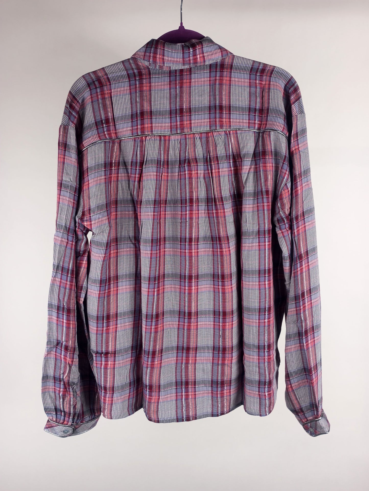 Bella Dahl Bluse Westernstyle kariert mit Lurex rosa/bordeaux/flieder