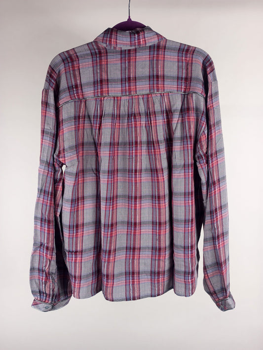 Bella Dahl Bluse Westernstyle kariert mit Lurex rosa/bordeaux/flieder