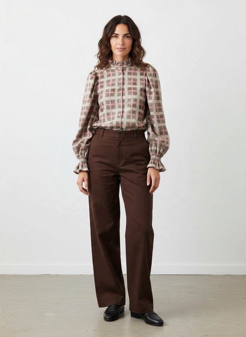 VON & ZU Bluse check rosa/grau
