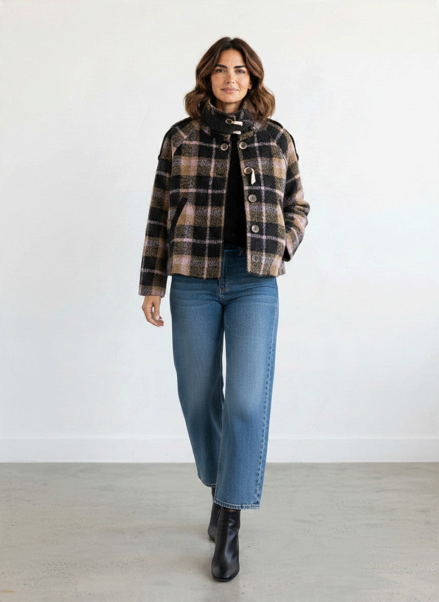 VON & ZU Jacke braun/rosa check