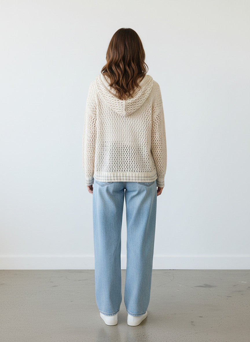 Liv Bergen Hoodie Crochet beige