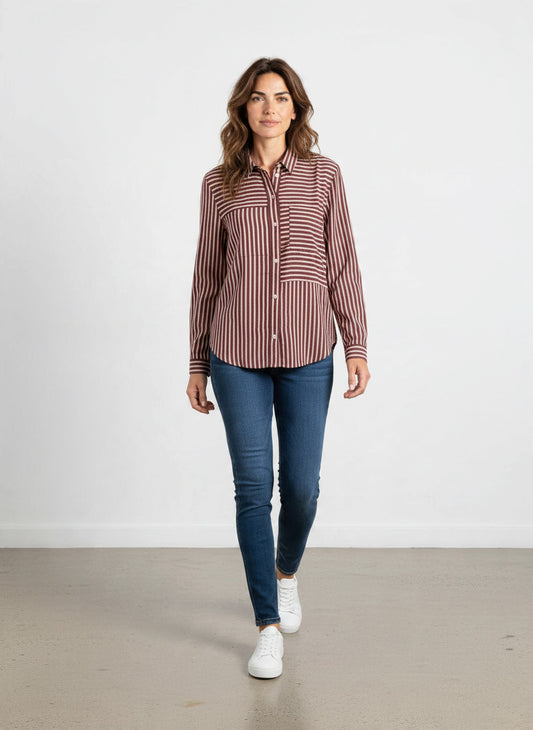 Bella Dahl Bluse gestreif plum