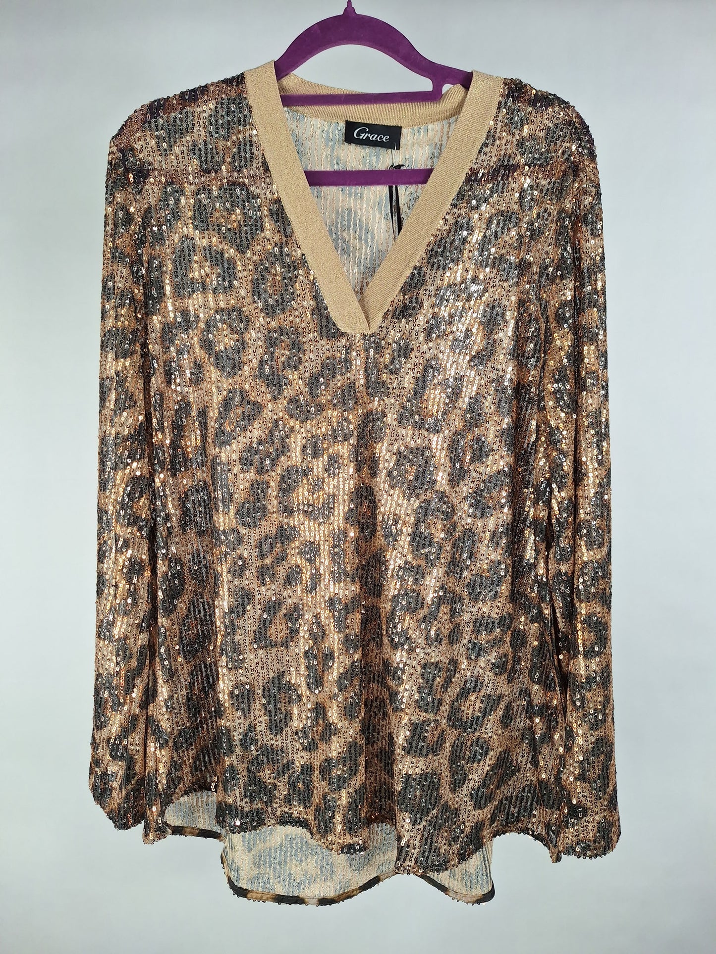Grace Bluse Leo Pailletten gold