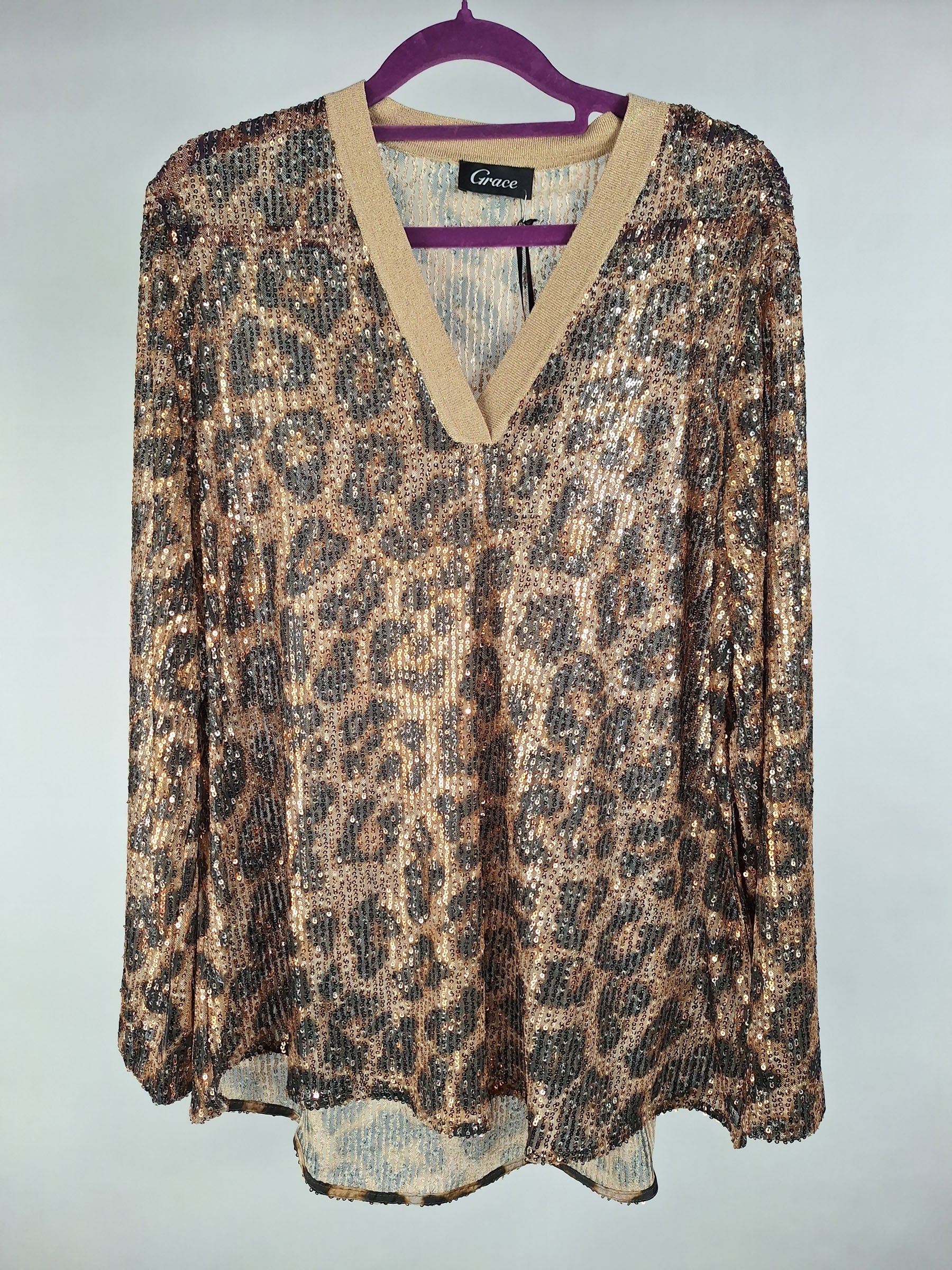 Grace Bluse Leo Pailletten gold