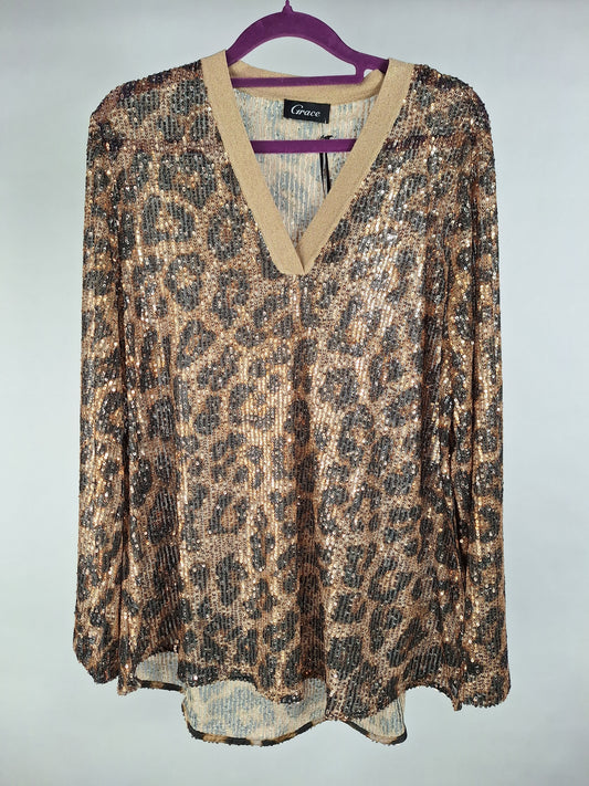 Grace Bluse Leo Pailletten gold