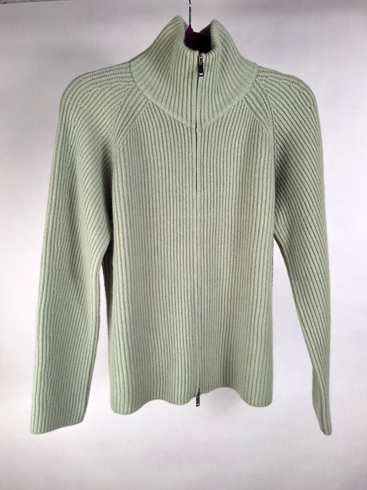 White T Cardigan mit Reißverschluss salbei