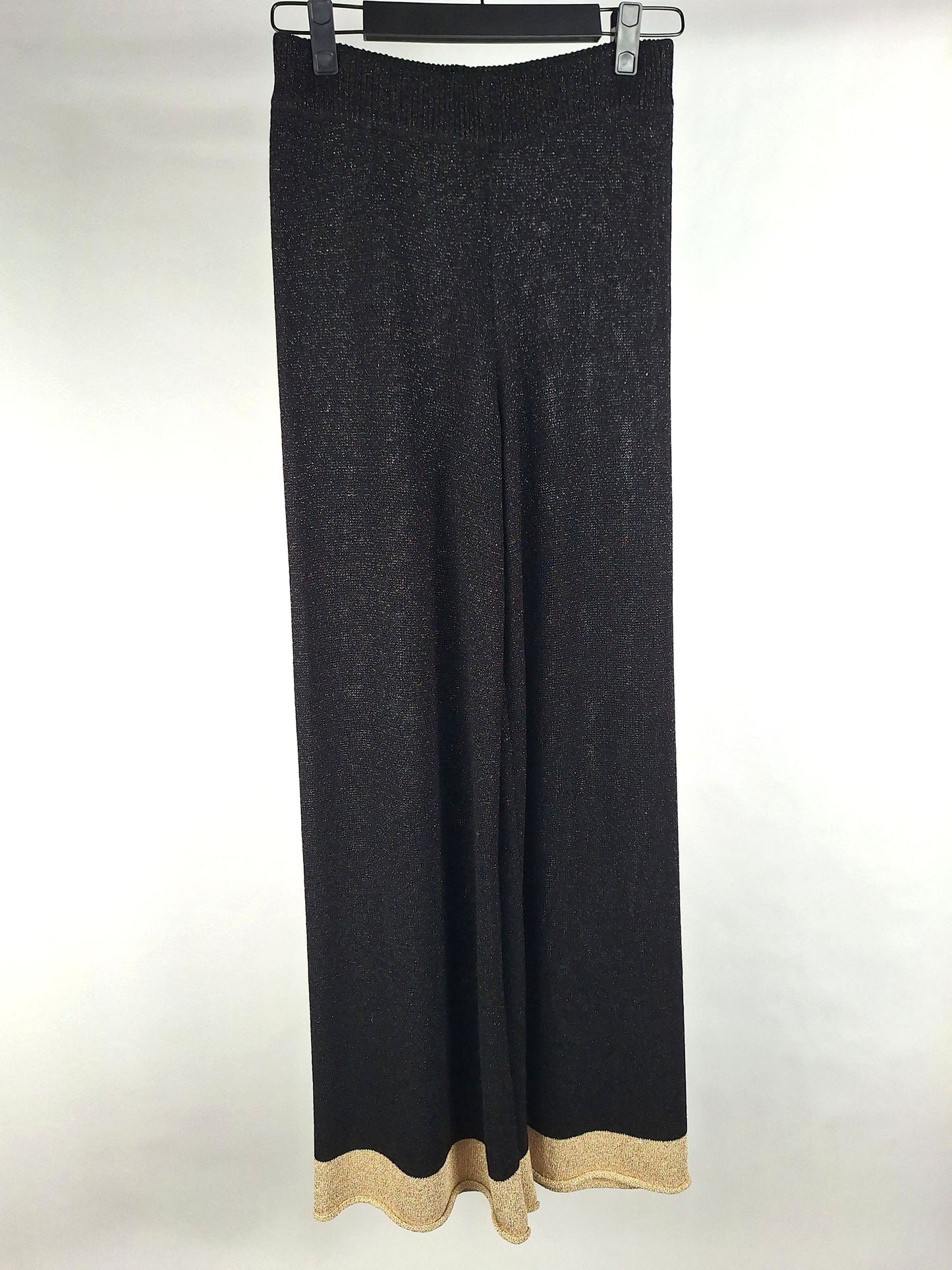 Grace Lurex Strickhose weit black