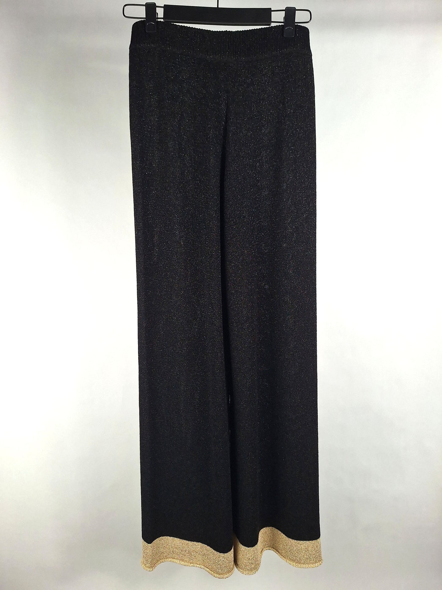 Grace Lurex Strickhose weit black