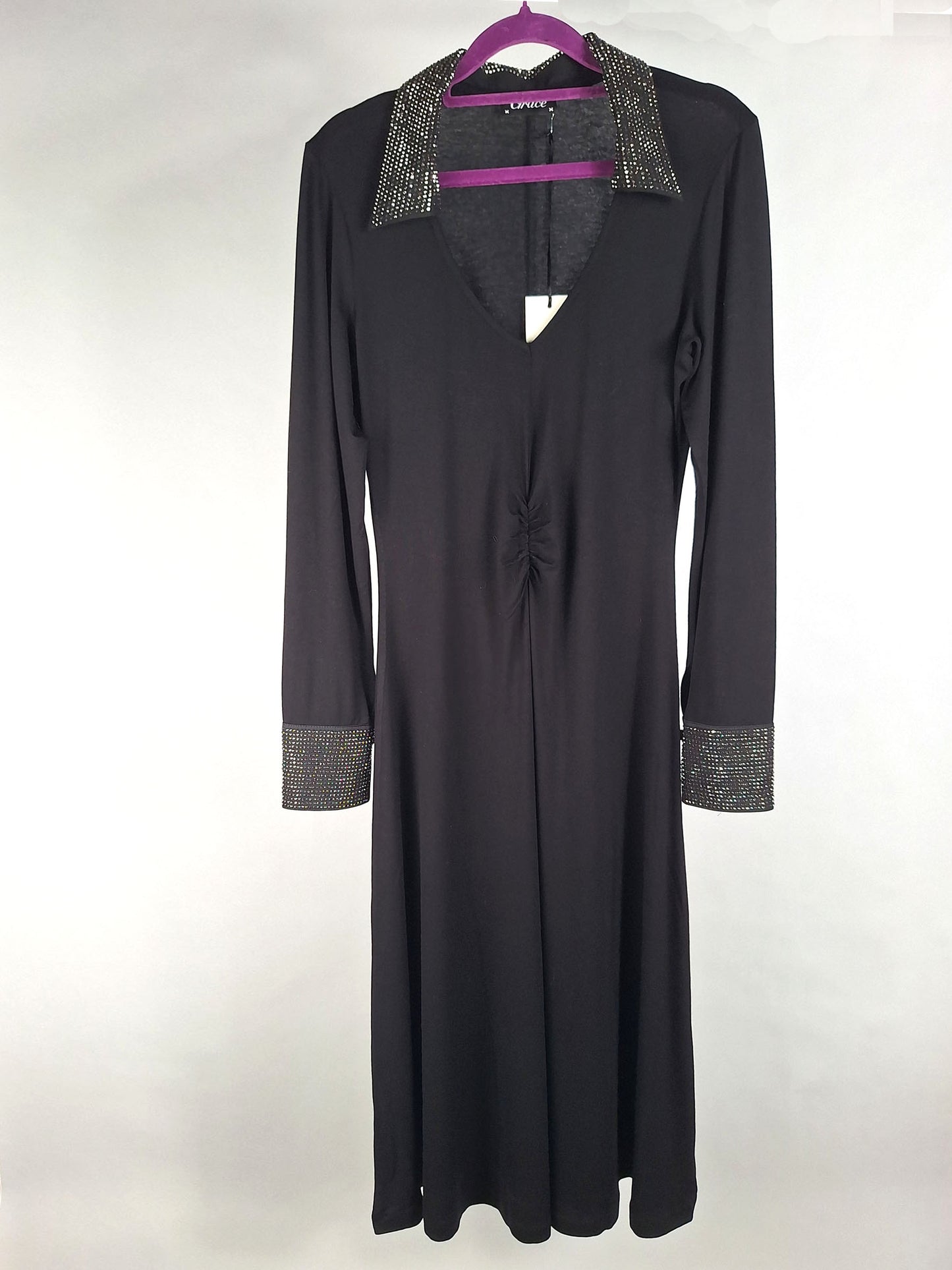 Grace Jerseykleid mit Glitzerkragen black