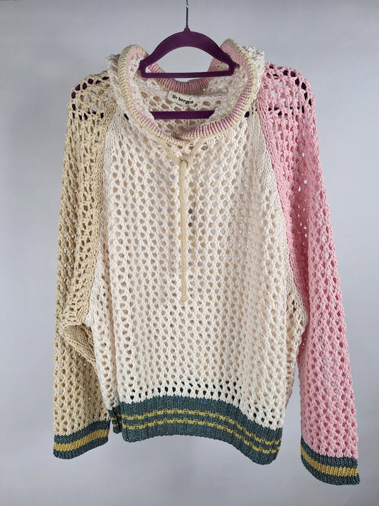 Liv Bergen Hoodie Crochet Tricolour rose