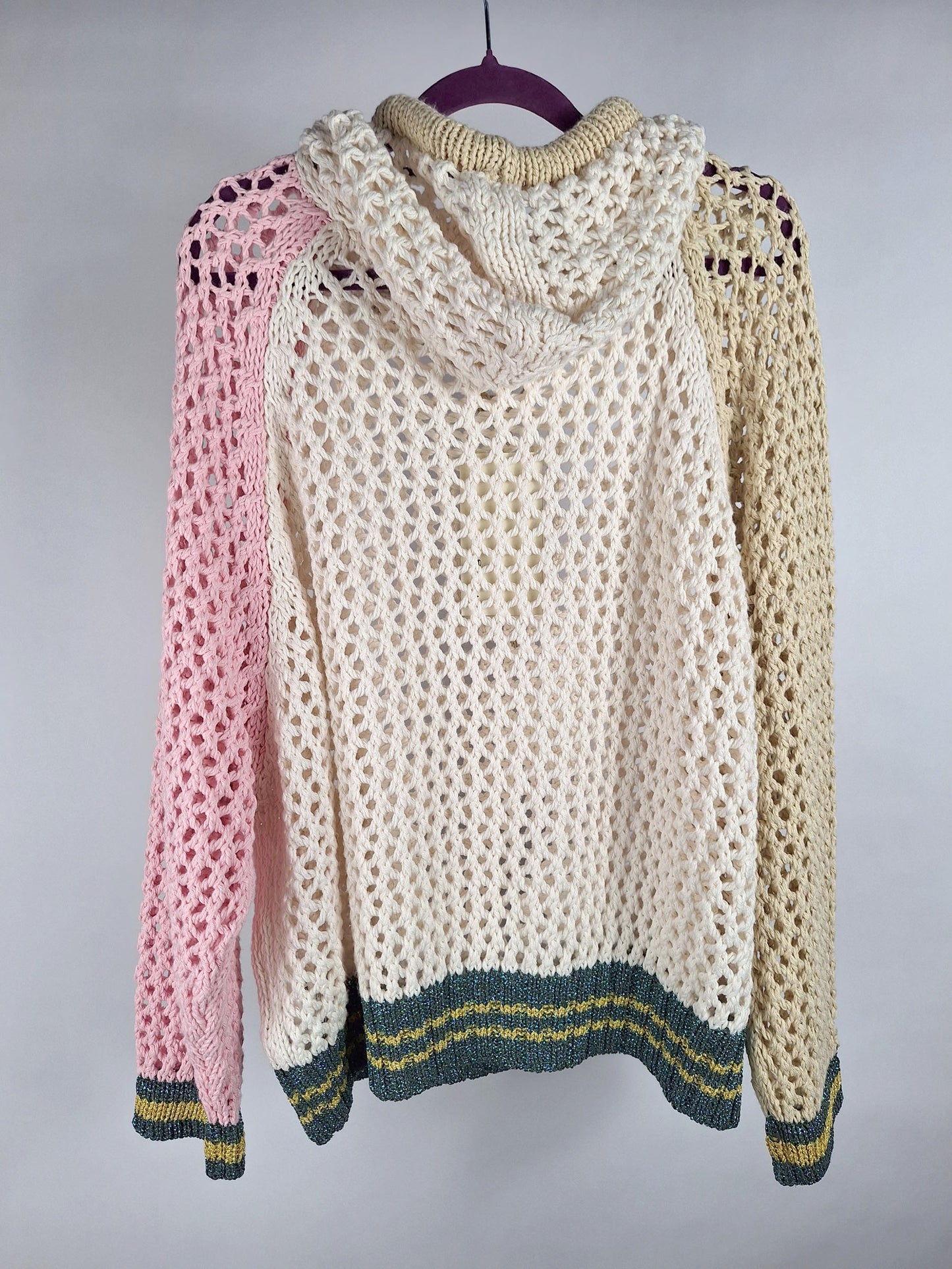 Liv Bergen Hoodie Crochet Tricolour rose